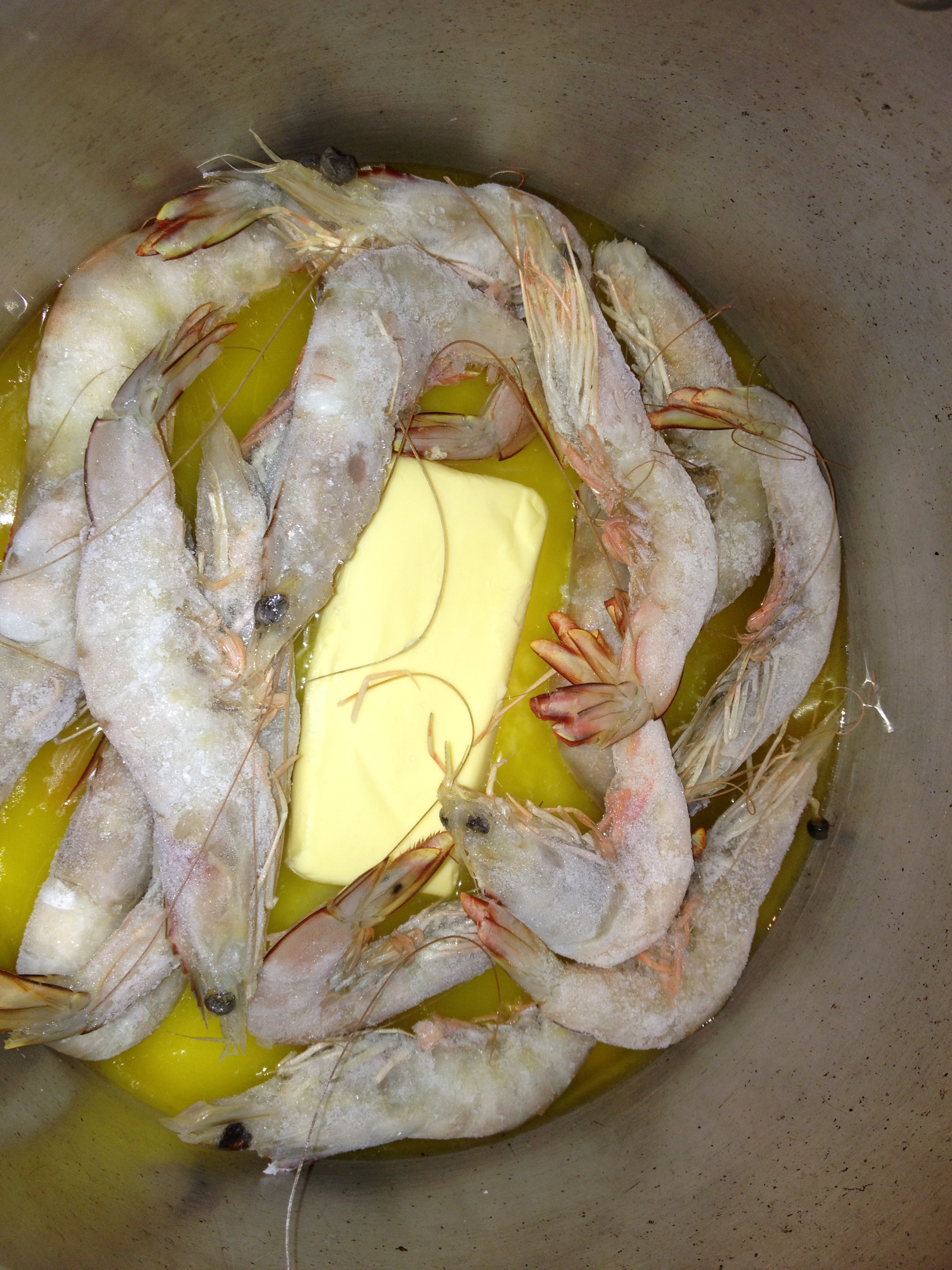 prawns swimming in butter